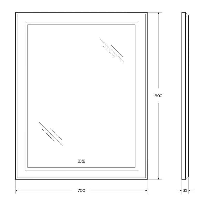 Зеркало BelBagno Kraft SPC-KRAFT-700-900-LED-TCH-WARM-NERO, 70 х 90 см, со встроенной подсветкой и подогревом, черный