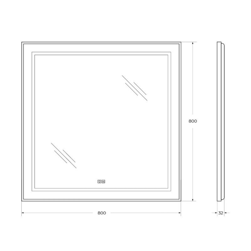 Зеркало BelBagno Kraft SPC-KRAFT-800-800-LED-TCH-WARM, 80 см, со встроенной подсветкой и подогревом, сатин