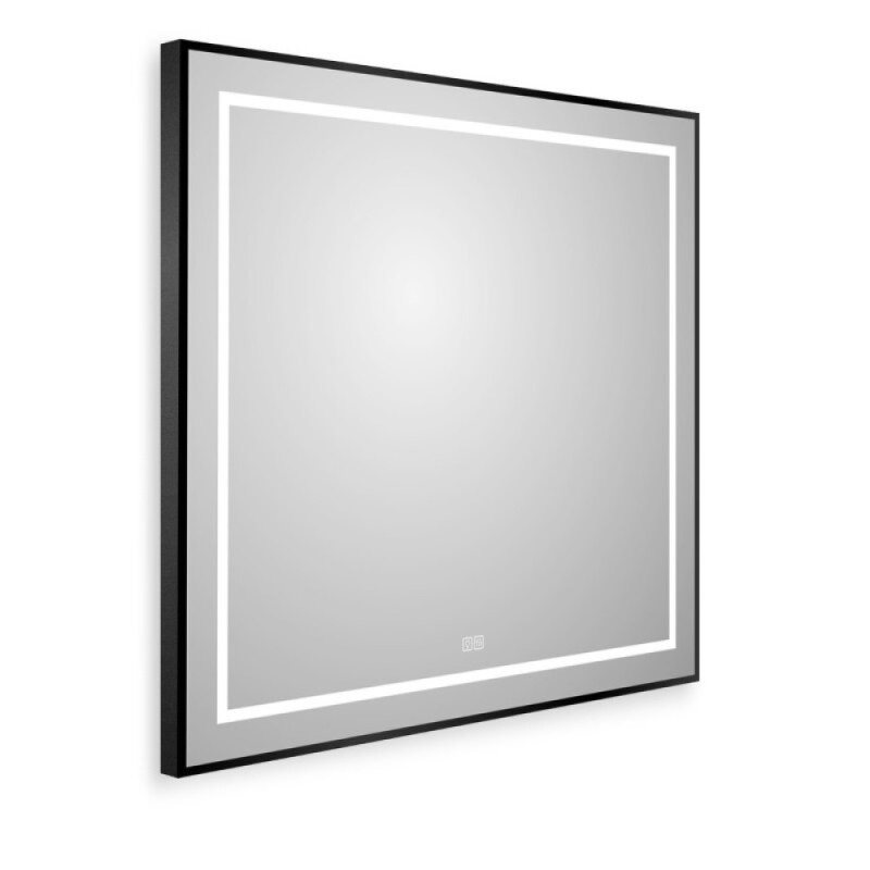 Зеркало BelBagno Kraft SPC-KRAFT-800-800-LED-TCH-WARM-NERO, 80 см, со встроенной подсветкой и подогревом, черный