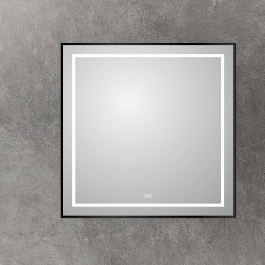 Зеркало BelBagno Kraft SPC-KRAFT-800-800-LED-TCH-WARM-NERO, 80 см, со встроенной подсветкой и подогревом, черный