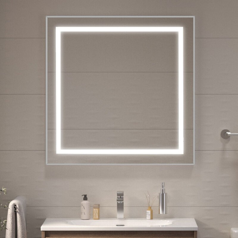 Зеркало BelBagno Kraft SPC-KRAFT-800-800-SENS-AL, 80 см, с LED подсветкой, с сенсорным выключателем, цвет рамы сатин