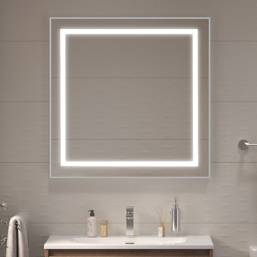 Зеркало BelBagno Kraft SPC-KRAFT-800-800-SENS-AL, 80 см, с LED подсветкой, с сенсорным выключателем, цвет рамы сатин