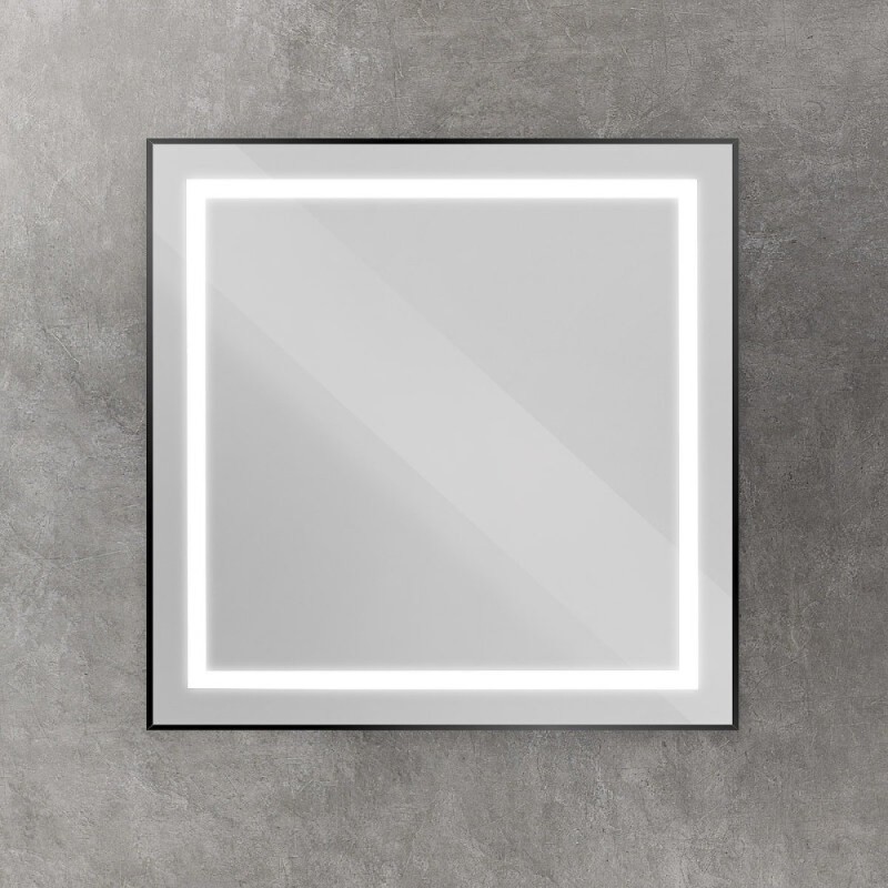Зеркало BelBagno Kraft SPC-KRAFT-800-800-SENS-NERO, 80 см, с LED подсветкой, с сенсорным выключателем, цвет рамы черный