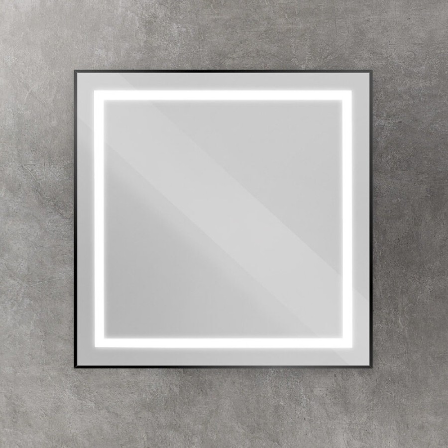 Зеркало BelBagno Kraft SPC-KRAFT-800-800-SENS-NERO, 80 см, с LED подсветкой, с сенсорным выключателем, цвет рамы черный