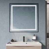 Зеркало BelBagno Kraft SPC-KRAFT-800-800-SENS-NERO, 80 см, с LED подсветкой, с сенсорным выключателем, цвет рамы черный