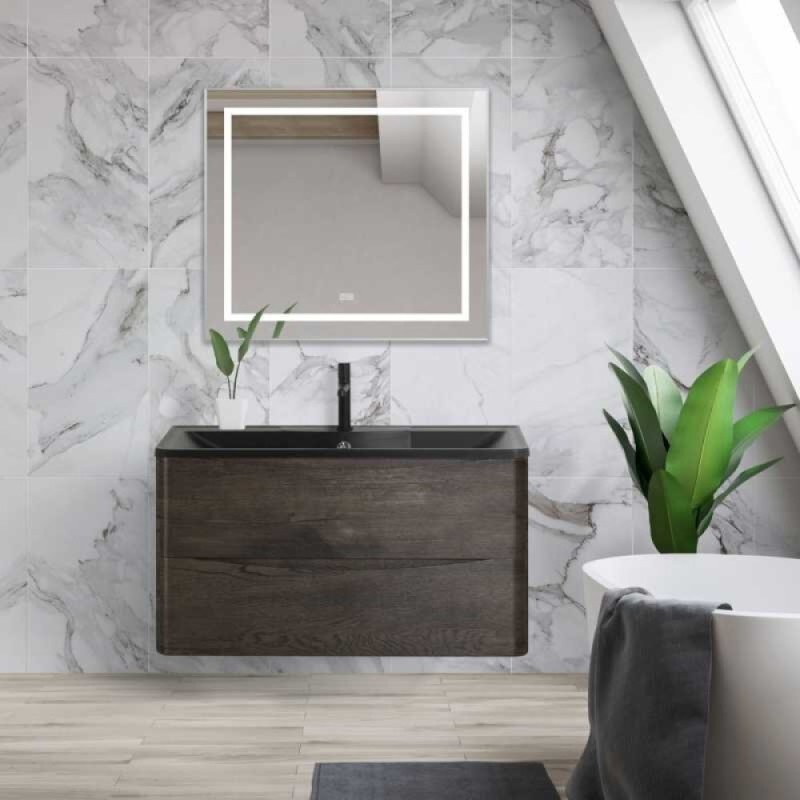 Зеркало BelBagno Kraft SPC-KRAFT-885-785-TCH-WARM 88.5 см, светодиодная подсветка, с сенсорным выключателем, с подогревом, сатин