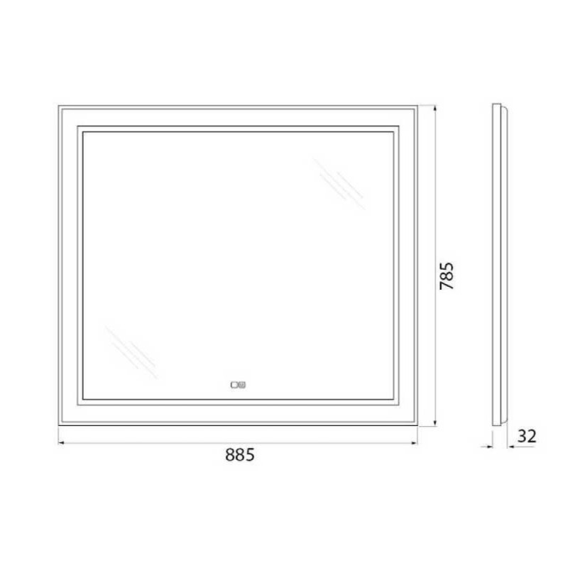 Зеркало BelBagno Kraft SPC-KRAFT-885-785-TCH-WARM 88.5 см, светодиодная подсветка, с сенсорным выключателем, с подогревом, сатин