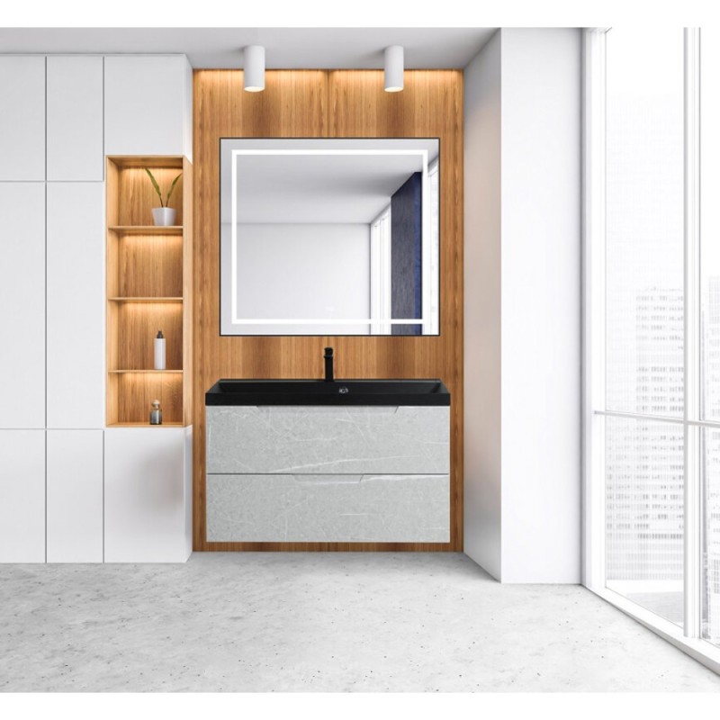 Зеркало BelBagno Kraft SPC-KRAFT-885-785-TCH-WARM-NERO 88.5 см, светодиодная подсветка, с сенсорным выключателем, с подогревом, черный