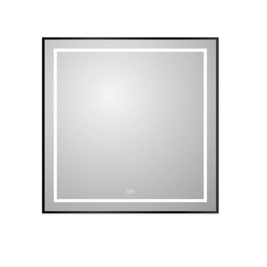 Зеркало BelBagno Kraft SPC-KRAFT-900-800-LED-TCH-WARM-NERO, 90 см, со встроенной подсветкой и подогревом, черный