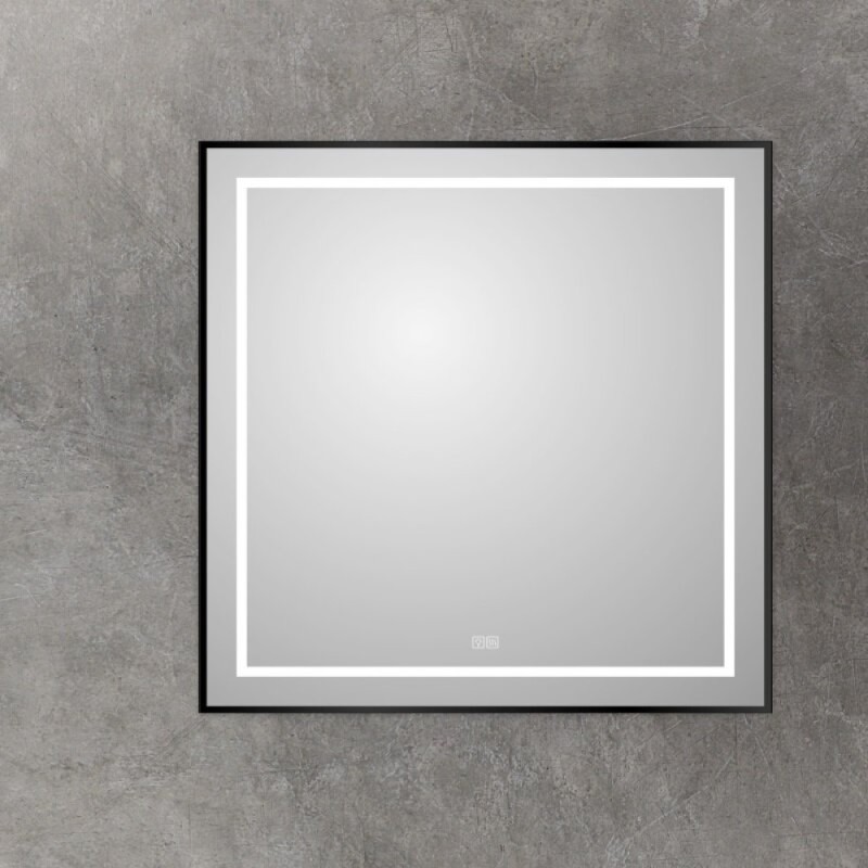 Зеркало BelBagno Kraft SPC-KRAFT-900-800-LED-TCH-WARM-NERO, 90 см, со встроенной подсветкой и подогревом, черный