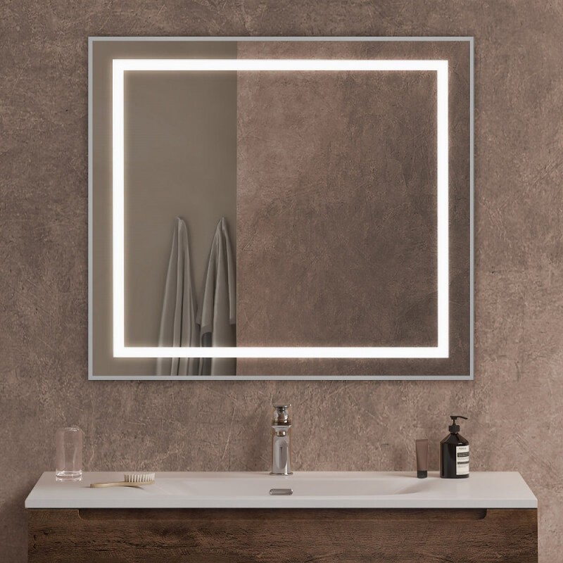 Зеркало BelBagno Kraft SPC-KRAFT-900-800-SENS-AL, 90 см, с LED подсветкой, с сенсорным выключателем, цвет рамы сатин