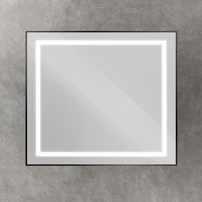 Зеркало BelBagno Kraft SPC-KRAFT-900-800-SENS-NERO, 90 см, с LED подсветкой, с сенсорным выключателем, цвет рамы черный