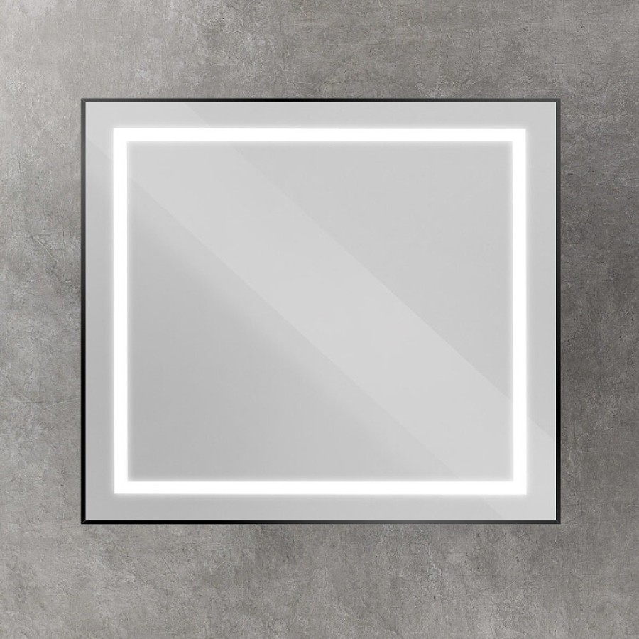 Зеркало BelBagno Kraft SPC-KRAFT-900-800-SENS-NERO, 90 см, с LED подсветкой, с сенсорным выключателем, цвет рамы черный