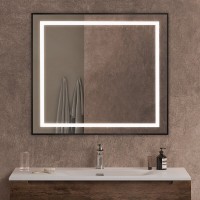Зеркало BelBagno Kraft SPC-KRAFT-900-800-SENS-NERO, 90 см, с LED подсветкой, с сенсорным выключателем, цвет рамы черный