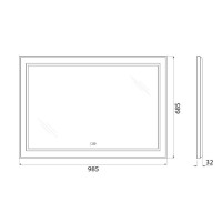 Зеркало BelBagno Kraft SPC-KRAFT-985-685-TCH-WARM 98.5 см, светодиодная подсветка, с сенсорным выключателем, с подогревом, сатин