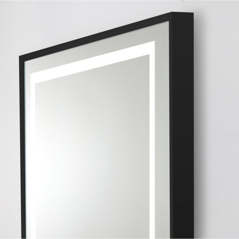 Зеркало BelBagno Kraft SPC-KRAFT-985-685-TCH-WARM-NERO 98.5 см, светодиодная подсветка, с сенсорным выключателем, с подогревом, черный
