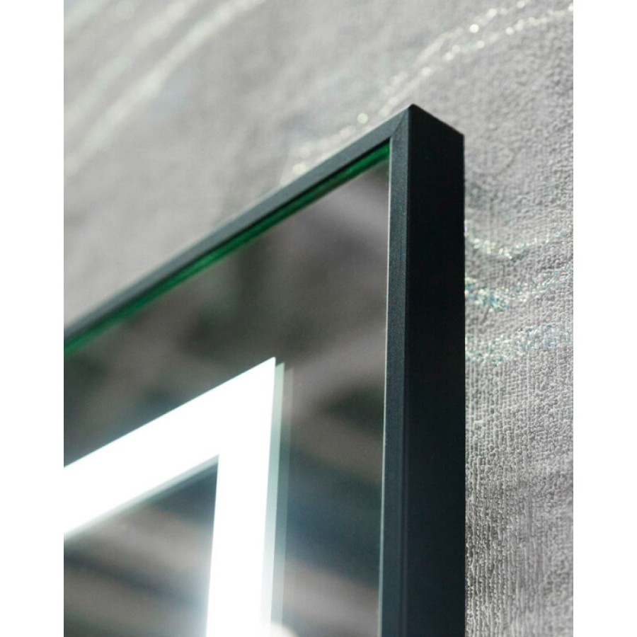 Зеркало BelBagno Kraft SPC-KRAFT-985-685-TCH-WARM-NERO 98.5 см, светодиодная подсветка, с сенсорным выключателем, с подогревом, черный