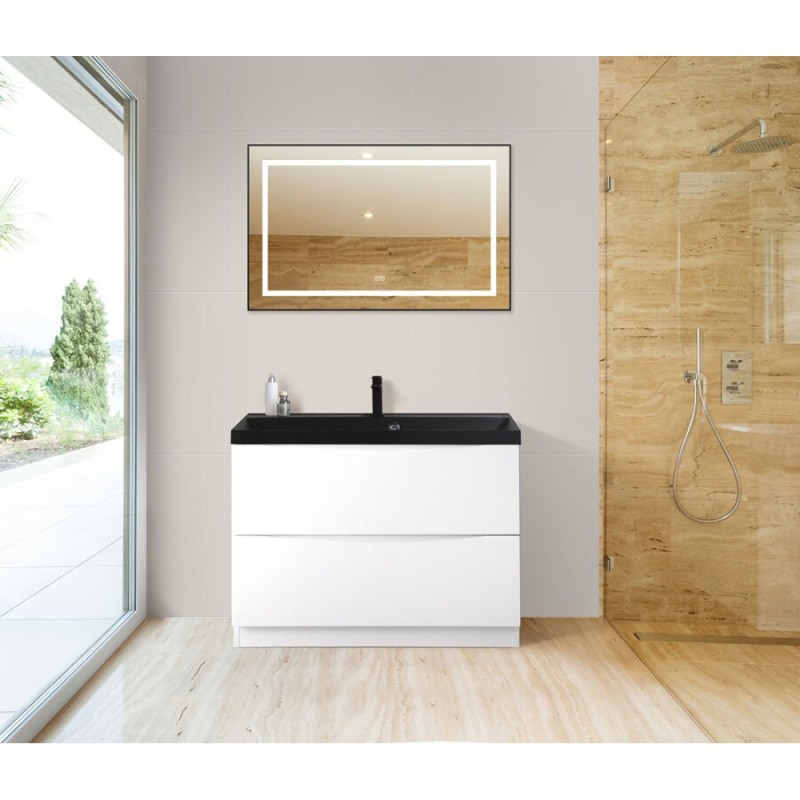 Зеркало BelBagno Kraft SPC-KRAFT-985-685-TCH-WARM-NERO 98.5 см, светодиодная подсветка, с сенсорным выключателем, с подогревом, черный