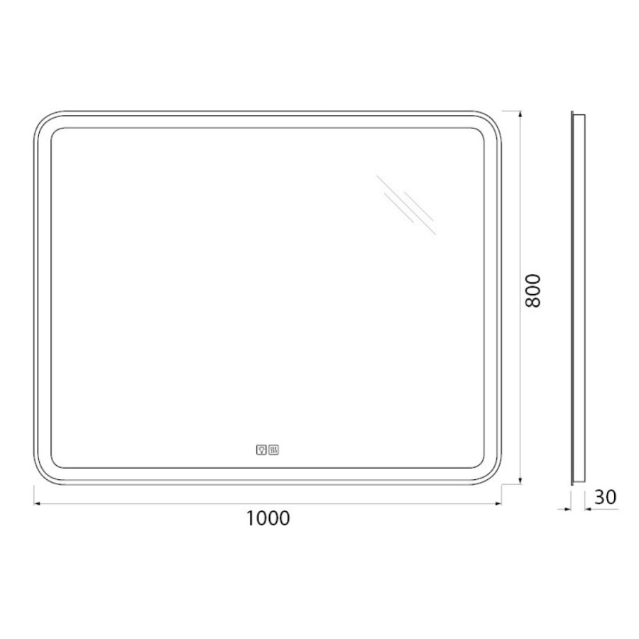 Зеркало BelBagno Marino SPC-MAR-1000-800-LED-TCH-WARM 100 см, светодиодная подсветка, с сенсорным выключателем, с подогревом