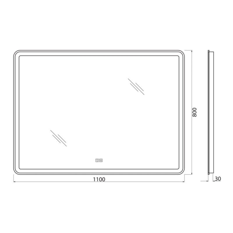 Зеркало BelBagno Marino SPC-MAR-1100-800-LED-TCH-WARM 110 см, светодиодная подсветка, с сенсорным выключателем, с подогревом