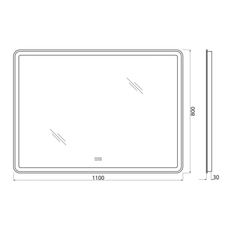 Зеркало BelBagno Marino SPC-MAR-1100-800-LED-TCH-WARM 110 см, светодиодная подсветка, с сенсорным выключателем, с подогревом