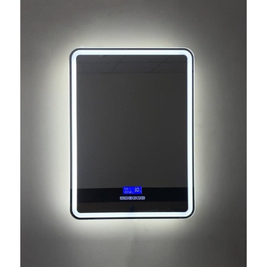 Зеркало BelBagno SPC-MAR-600-800-LED-TCH-RAD, 60 x 80 см, со встроенным светильником, сенсорным выключателем, bluetooth, цифровым термометром, радио