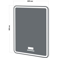 Зеркало BelBagno SPC-MAR-600-800-LED-TCH-RAD, 60 x 80 см, со встроенным светильником, сенсорным выключателем, bluetooth, цифровым термометром, радио