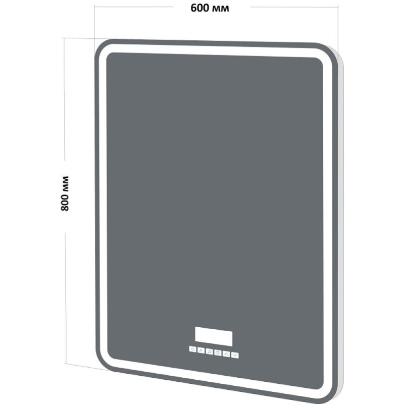 Зеркало BelBagno SPC-MAR-600-800-LED-TCH-RAD, 60 x 80 см, со встроенным светильником, сенсорным выключателем, bluetooth, цифровым термометром, радио
