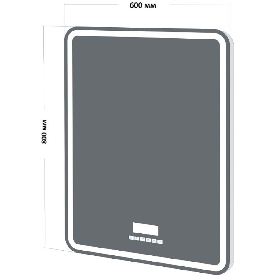 Зеркало BelBagno SPC-MAR-600-800-LED-TCH-RAD, 60 x 80 см, со встроенным светильником, сенсорным выключателем, bluetooth, цифровым термометром, радио