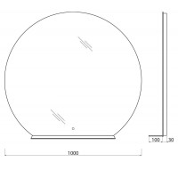 Зеркало BelBagno 100 x 100 см со встроенным светильником, сенсорным выключателем и полкой, SPC-RNG-1000-LED-TCH-MENS