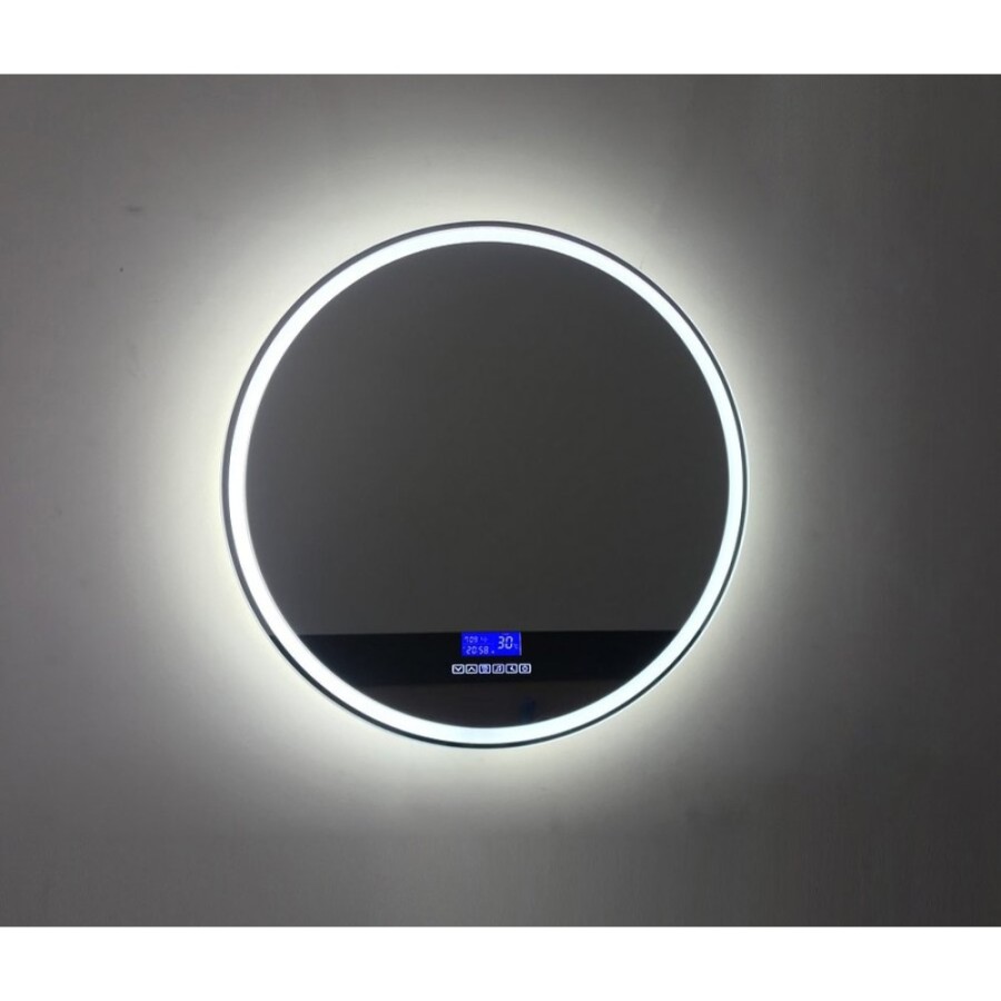 Зеркало BelBagno SPC-RNG-700-LED-TCH-RAD 70 см со встроенным светильником, сенсорным выключателем, bluetooth, цифровым термометром, радио