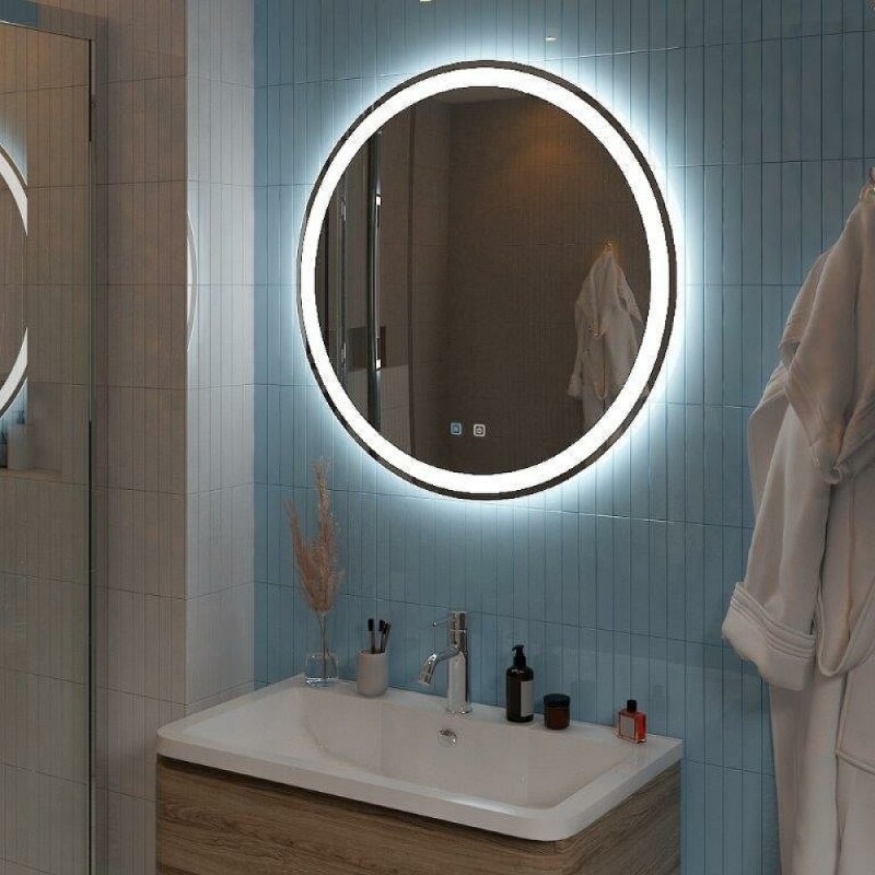 Зеркало BelBagno SPC-RNG-700-LED-TCH-SND, 70 см, с подсветкой, голосовым управлением и подогревом