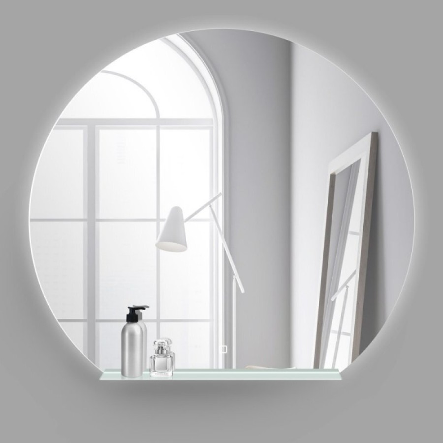 Зеркало BelBagno 90 x 90 см со встроенным светильником, сенсорным выключателем и полкой, SPC-RNG-900-LED-TCH-MENS