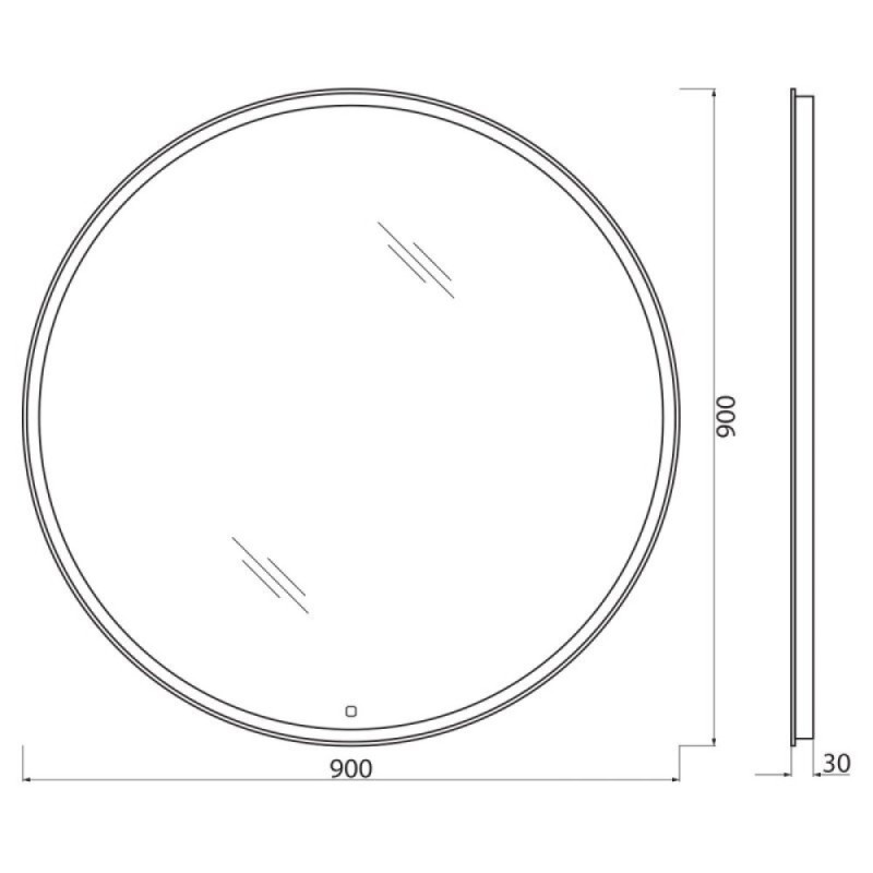Зеркало BelBagno SPC-RNG-900-LED-TCH-WARM 90 x 90 см с подсветкой, сенсорным выключателем и подогревом