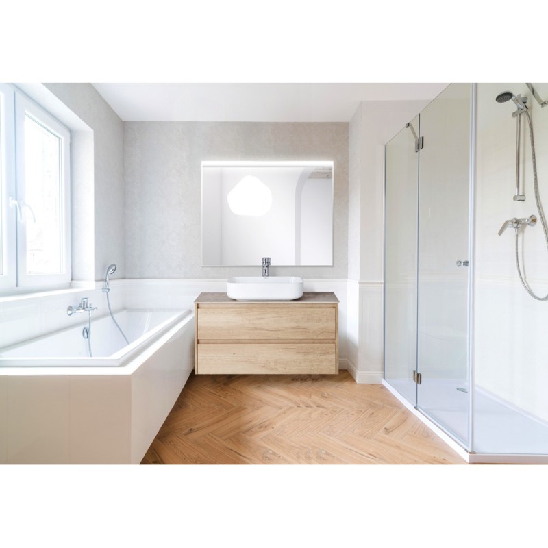 Зеркало BelBagno SPC-UNO 90 см, с подсветкой, белый, SPC-UNO-900-800-TCH