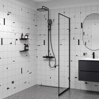 Душевая система Iddis SpaHome SPHBLTKi06, термостатическая, черный матовый