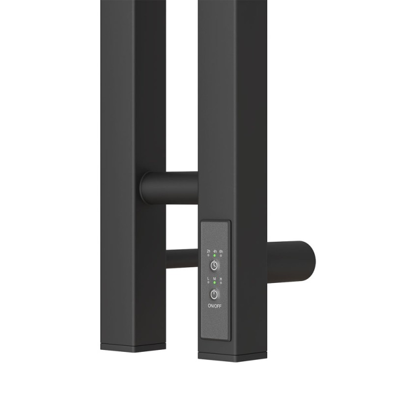 Полотенцесушитель электрический Apextermo Sirius SR10111BM, ширина 10 см, высота 110 см, диммер справа, цвет черный матовый