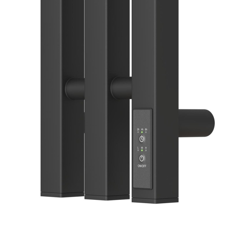 Полотенцесушитель электрический Apextermo Sirius SR10112BM, ширина 15 см, высота 110 см, диммер справа, цвет черный матовый
