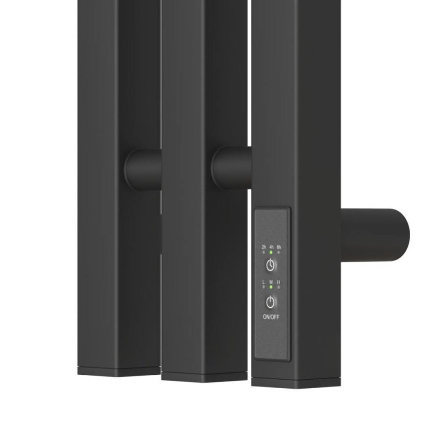 Полотенцесушитель электрический Apextermo Sirius SR10112BM, ширина 15 см, высота 110 см, диммер справа, цвет черный матовый