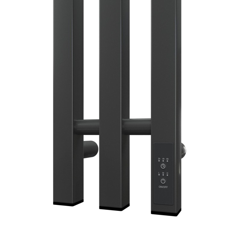 Полотенцесушитель электрический Apextermo Sirius SR10112GF, ширина 15 см, высота 110 см, диммер справа, цвет графит металлик