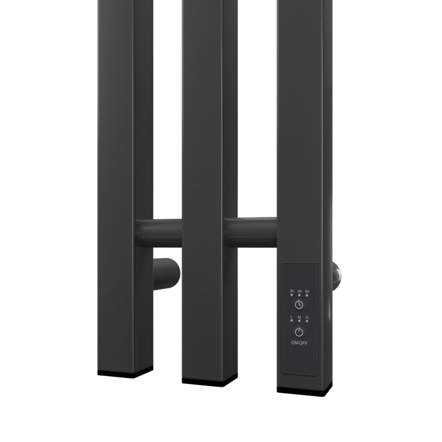 Полотенцесушитель электрический Apextermo Sirius SR10112GF, ширина 15 см, высота 110 см, диммер справа, цвет графит металлик