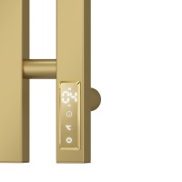 Полотенцесушитель электрический Apextermo Sirius SR10112GL, ширина 15 см, высота 110 см, диммер справа, с крючками, цвет золото матовое