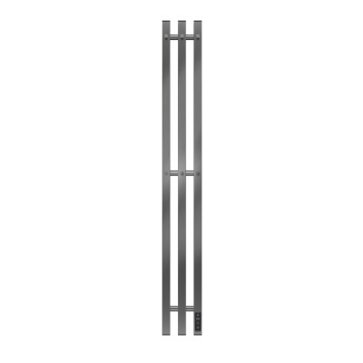 Полотенцесушитель электрический Apextermo Sirius SR10112GN , ширина 15 см, высота 110 см, диммер справа, с крючками, цвет оружейная сталь