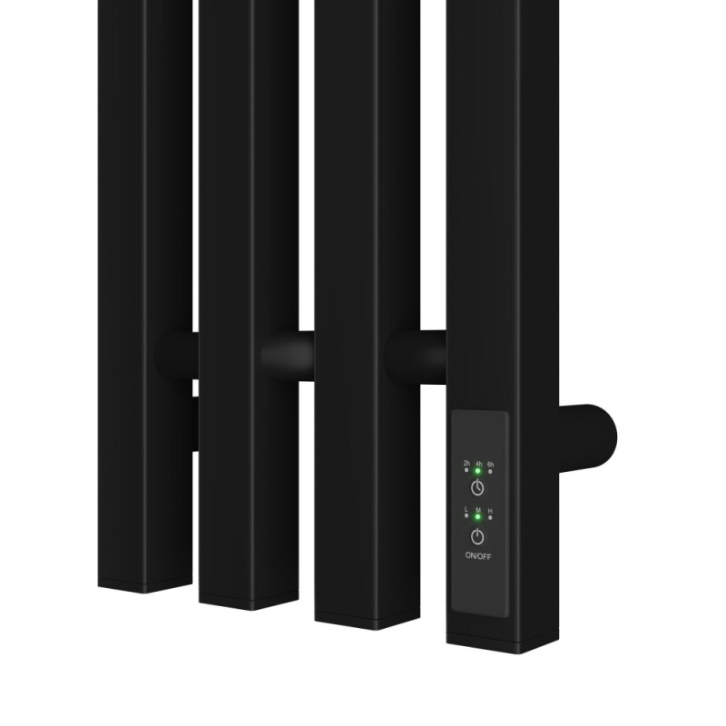 Полотенцесушитель электрический Apextermo Sirius SR10113BM, ширина 20 см, высота 110 см, диммер справа, цвет черный матовый
