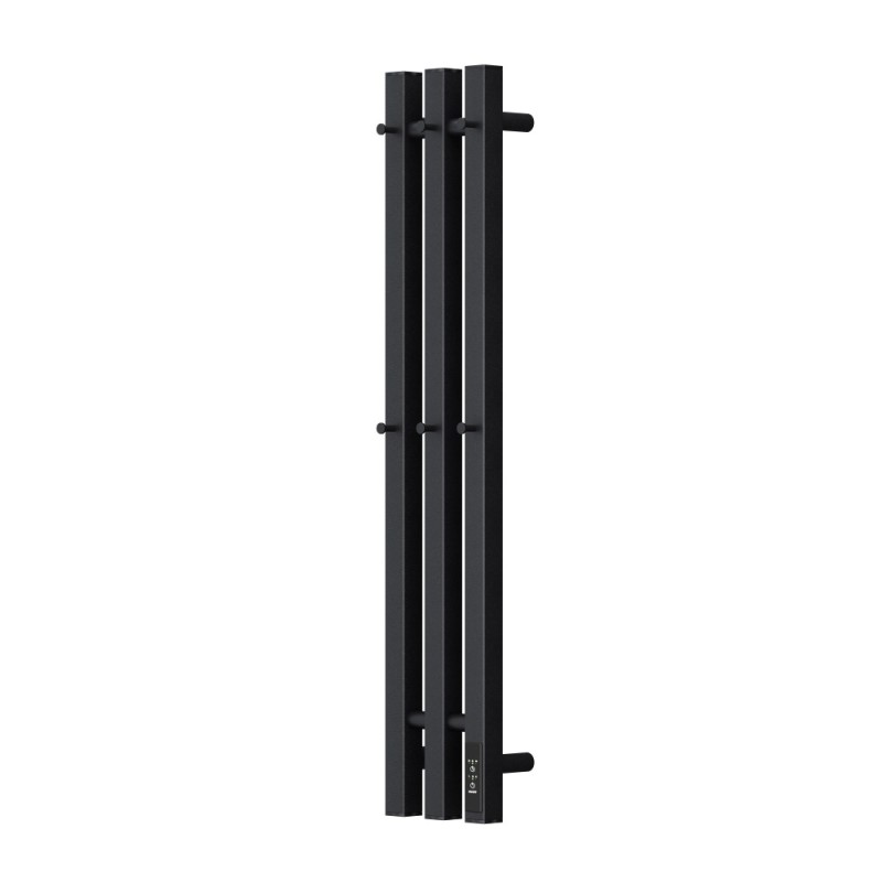 Полотенцесушитель электрический Apextermo Sirius SR10182BL, ширина 15 см, высота 80 см, с крючками, диммер справа, цвет черный