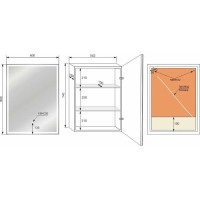 Зеркальный шкаф Style Line Квартет, 60 х 80 см, с LED-подсветкой и сенсорным выключателем, белый, СС-00002374
