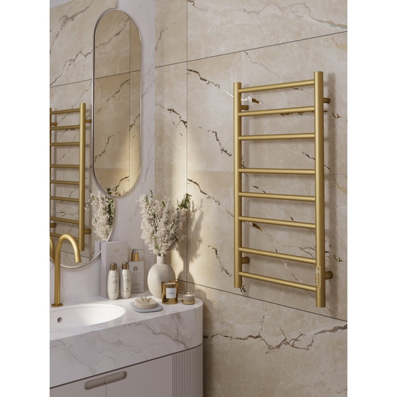 Полотенцесушитель электрический Apextermo Stella ST00184GL, ширина 40 см, высота 80 см, диммер справа, цвет золото матовое