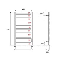Полотенцесушитель электрический Apextermo Stella ST00184WM, ширина 40 см, высота 80 см, диммер справа, цвет белый матовый