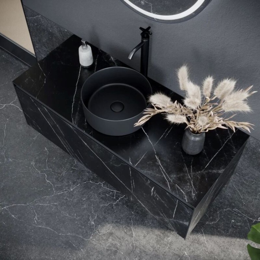 Тумба под раковину Sancos Stone 120, подвесная, Nero Marquina (черный мрамор), ST120NM
