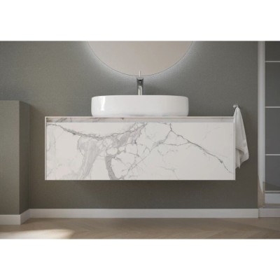 Тумба под раковину Sancos Stone 120, подвесная, Statuario White (белый мрамор), ST120SV